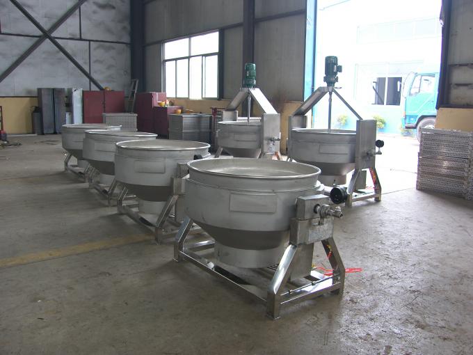 Double Jacketed Steam Kettle , Industrial Steam Jacketed Kettle With Agitator 0