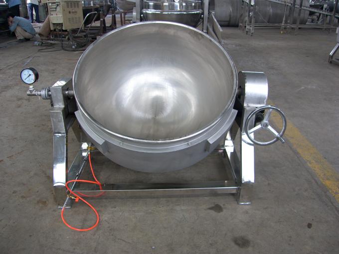 Double Jacketed Steam Kettle , Industrial Steam Jacketed Kettle With Agitator 1