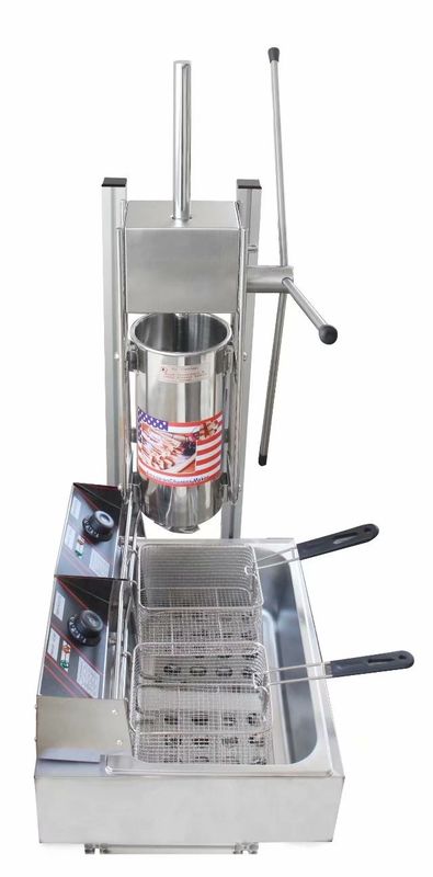China Stainless Steel Manual Churros Machine 5kw Power 12L Fryer With Molds factory